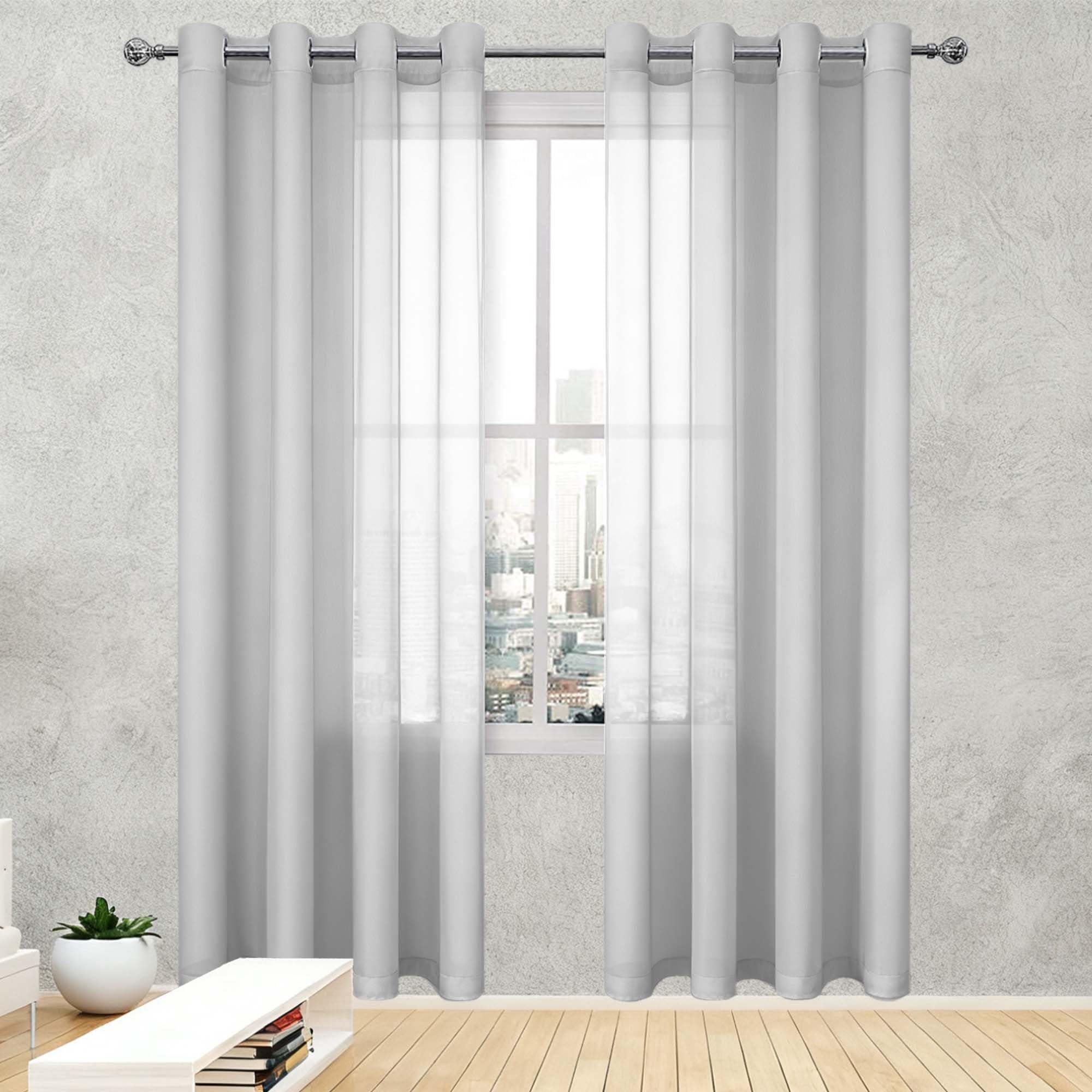 Firana Przezroczysta Z Woalu 250 x 300 cm Półprzezroczyste Przeźroczyste Zasłony Z Woalu Elegancka Do Kawiarni Jadalni Salonu Sypialni, Jasny szary