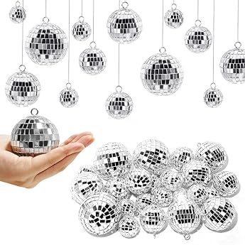 Disco Ball Decorative Small Disco Mirror Ball Set of 30