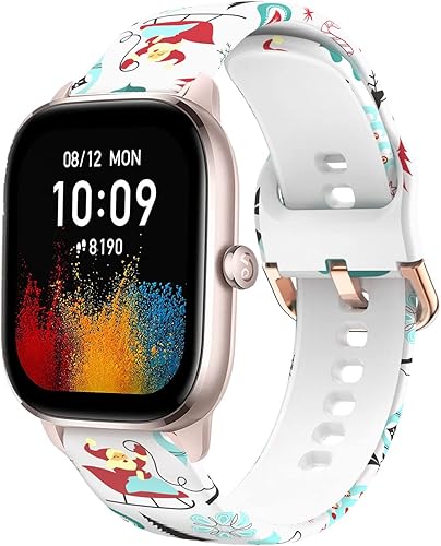 Miniatura 2 de Bandas de Navidad compatibles con Amazfit GTSGTS 2 GTS 2 MiniGTS 2e GTS 3  GTS 4 MiniGTS 4, banda floral de silicona suave sin decoloración para