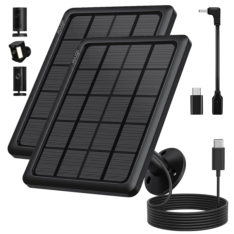 Kit com 2 Painéis Solares de 4 W para Câmeras Ring com Cabo de 3,05 m PUUQII CSP4W