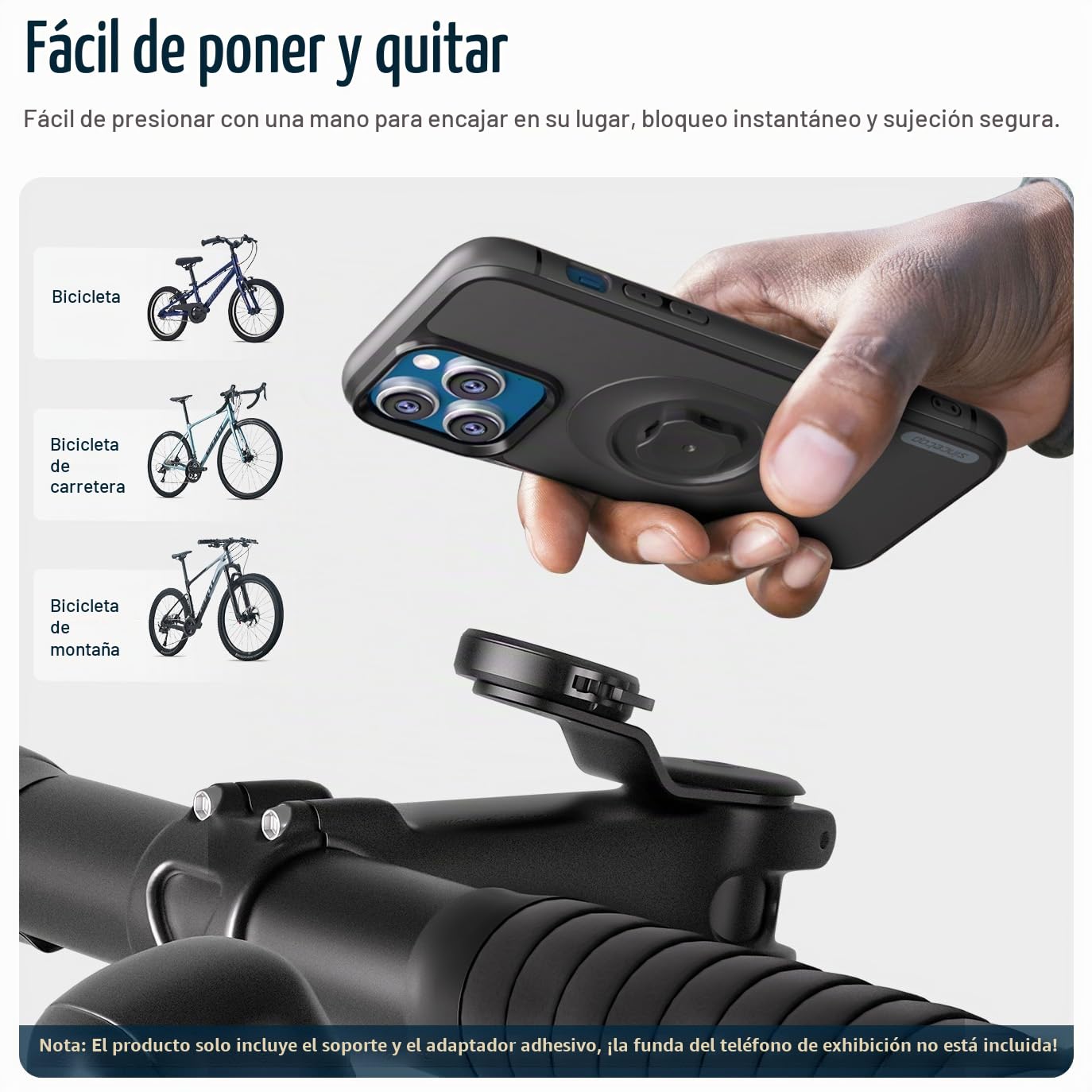 sincetop Soporte movil Bicicleta Potencia,Soporte Teléfono Celular Bici Manillar Bicicleta Montaña,Liberación Rápida Bicicletas Montaña y Carretera【Serie C-2da Gen】