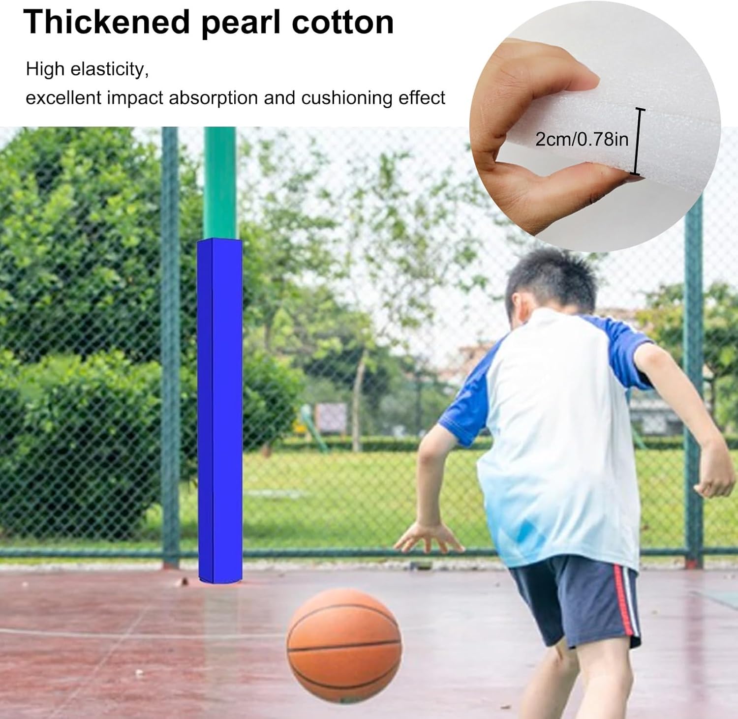 6ft Square Basketball Pole Pads, Basketball Pole Padding Outdoor Square, Hook-and-Loop Fastener, Garage Square Pole Wraps Column Cover, for Basement, Garage & Playground