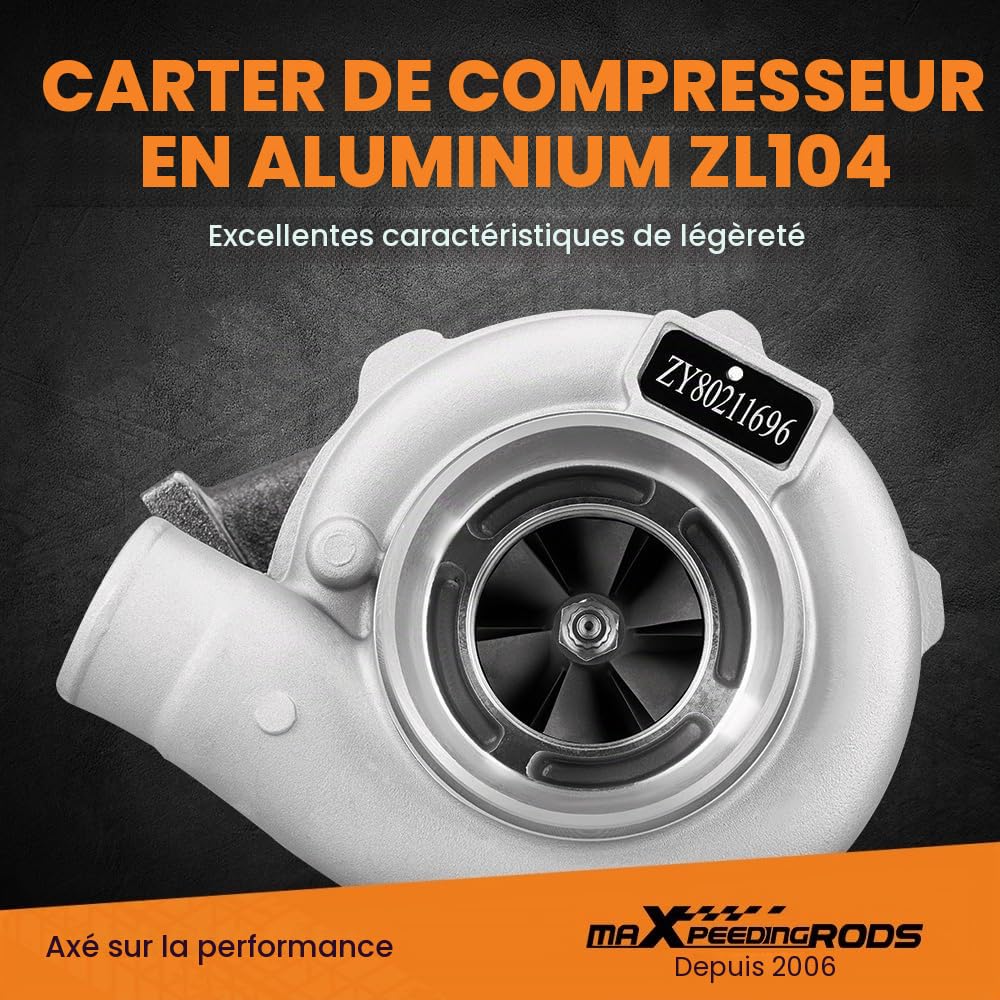 maXpeedingrods GT30 GT3037 GT3076 Turbo Universel，Turbo Voiture Flange 4Bolt 500HP Universel 0.82 A/R.Turbocompresser Refroidissement à l'Eau pour tous les moteurs 4/6 cyl 2.5L-3.0L