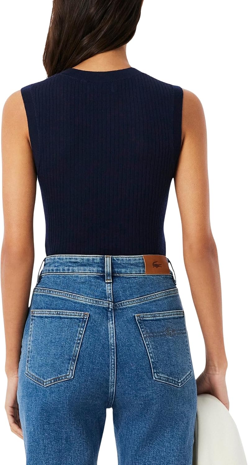 Lacoste Women's Merino Wool 3D Knit Sleeveless Sweater