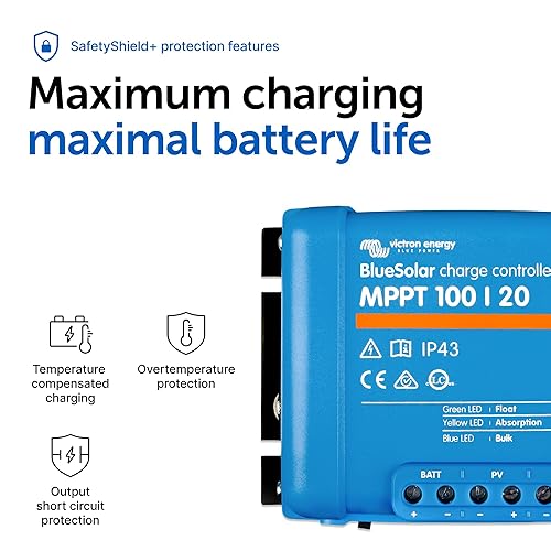 Miniatura 6 de Victron Energy BlueSolar MPPT Controlador de carga solar - Controladores de carga para paneles solares - 100V, 20 amperios, 48 voltios