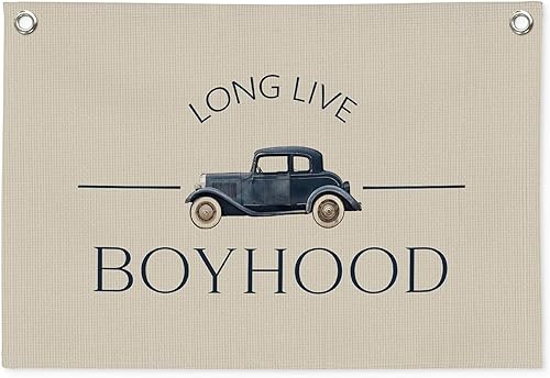 Miniatura 15 de Dilemat Cartel de lona para colgar en la pared, decoración de habitación de coche de carreras para niños, decoración de pared azul nostálgica retro