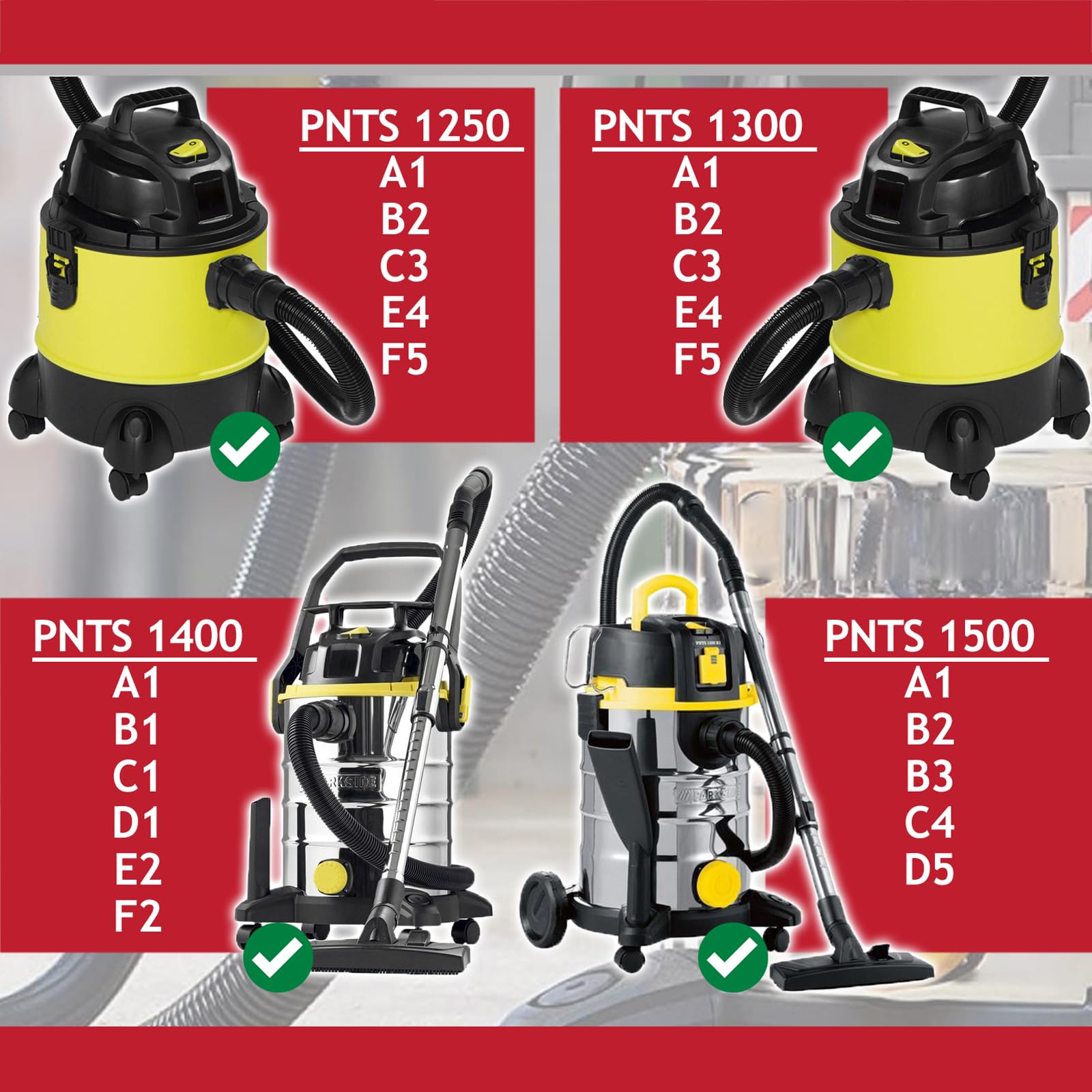 SPARES2GO Filtro a Cartuccia Wet & Dry compatibile con Lidl Parkside Aspirapolvere PNTS 1250 1300 1400 1500