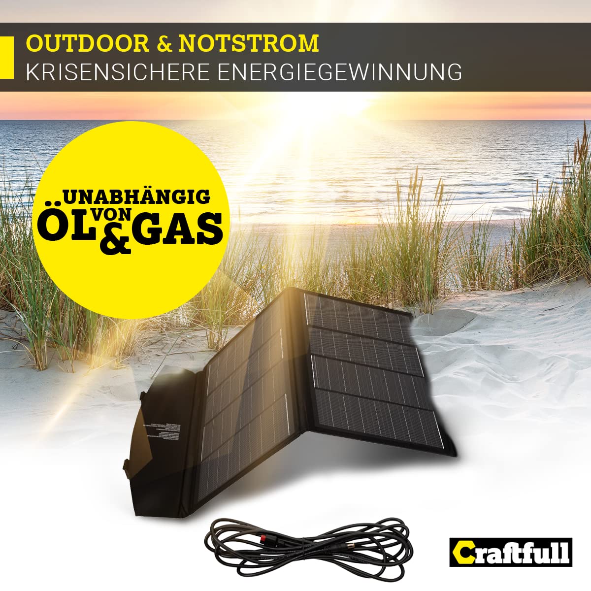Craftfull Solarpanel faltbar | Solartasche Sunbalance - 60w 100w 200w 300w - Solar Ladegerät mit Tasche für tragbare Powerstation - Photovoltaik Solarmodul - USB Anschluss - Solargenerator (200 Watt)