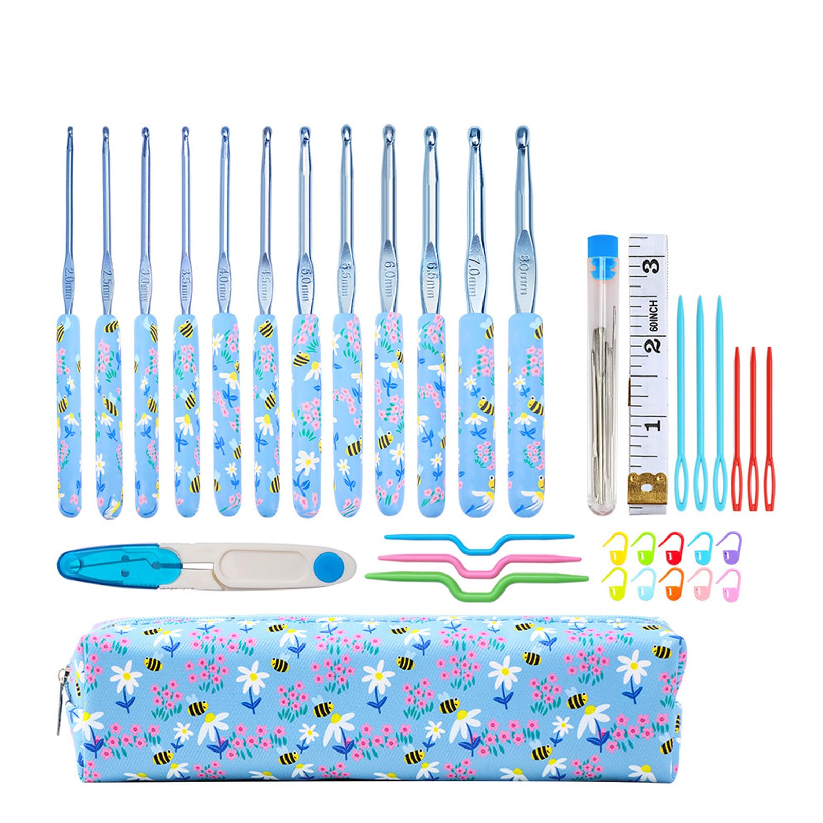 Carotoe 12 Accessories 9 / 12Pcs Soft Handle Crochet Hook Ergonomic Grip Crochet Hook Set Needle For Crocheting Weaving Knitting Project Soft Grip For Knitting