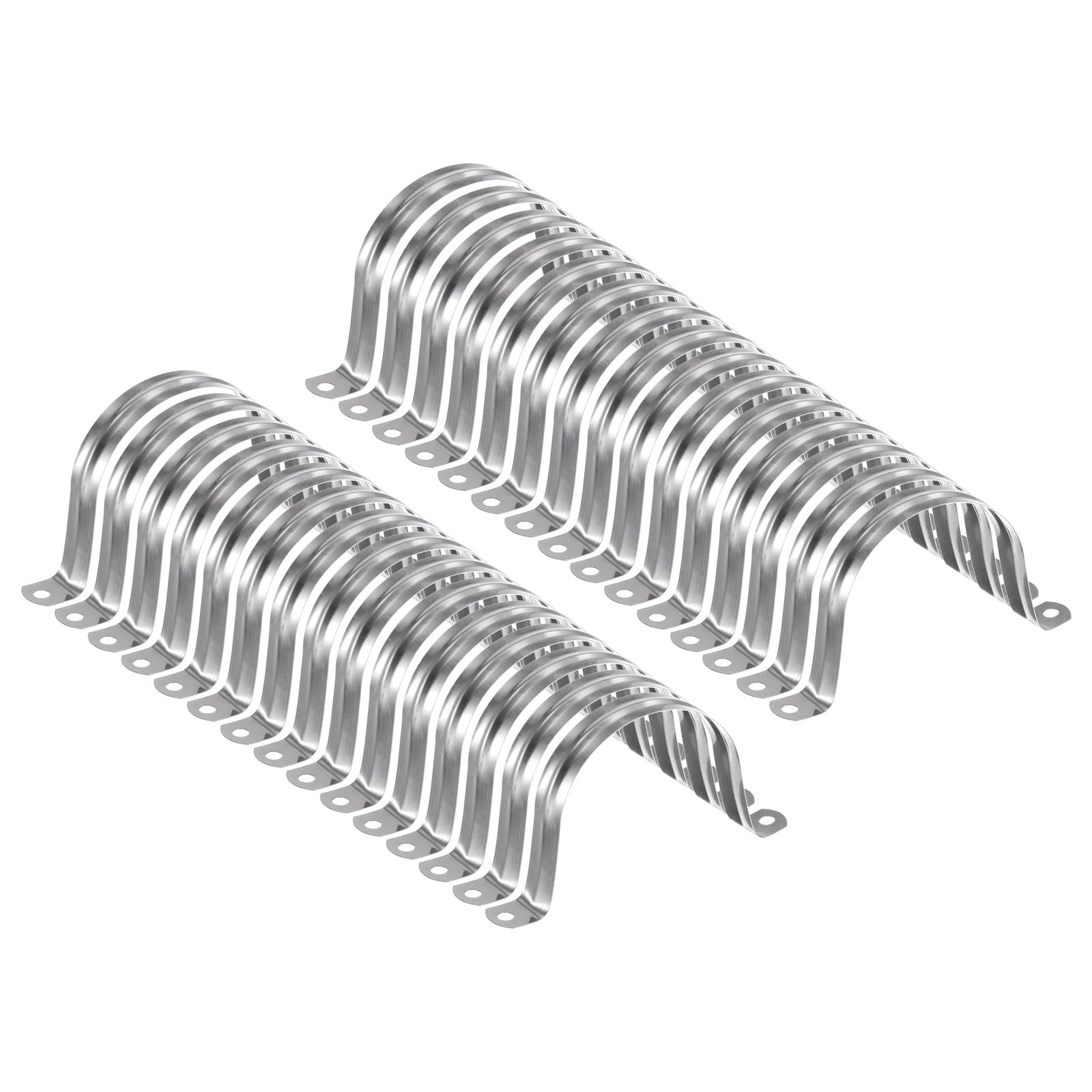 sourcing map 30pcs 3 Inch 75mm Conduit Clamps, M75 U Tube Pipe Clamp, Stainless Steel Rigid Pipe Strap, U Shaped Bracket with Two Hole for Pipe Tube Hose Wire Cord Fixing