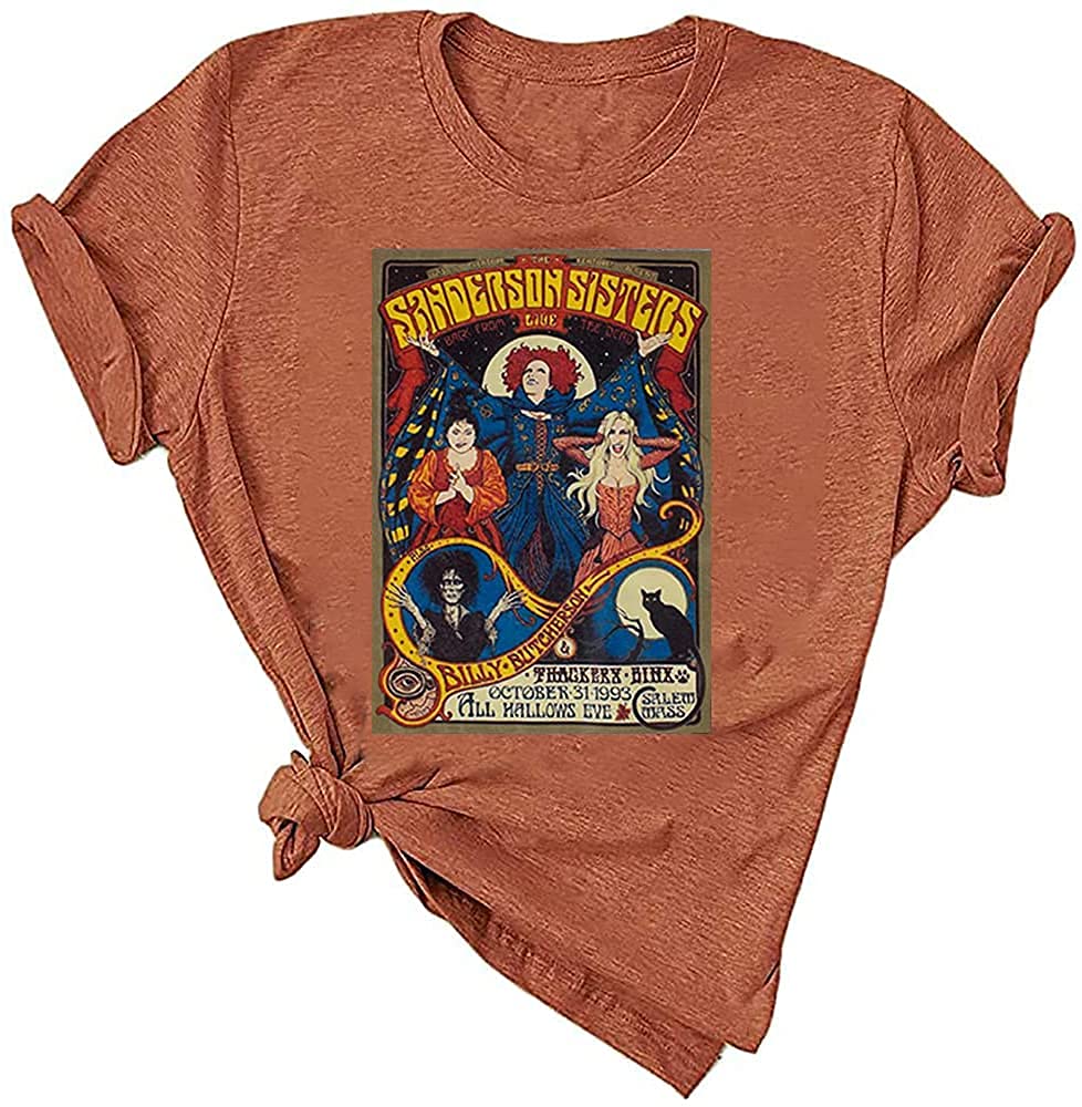 Halloween Hocus Pocus Shirt for Women Ring Hole Sanderson Sister Squad Graphic Tees Classic Halloween Movie Top T-Shirt