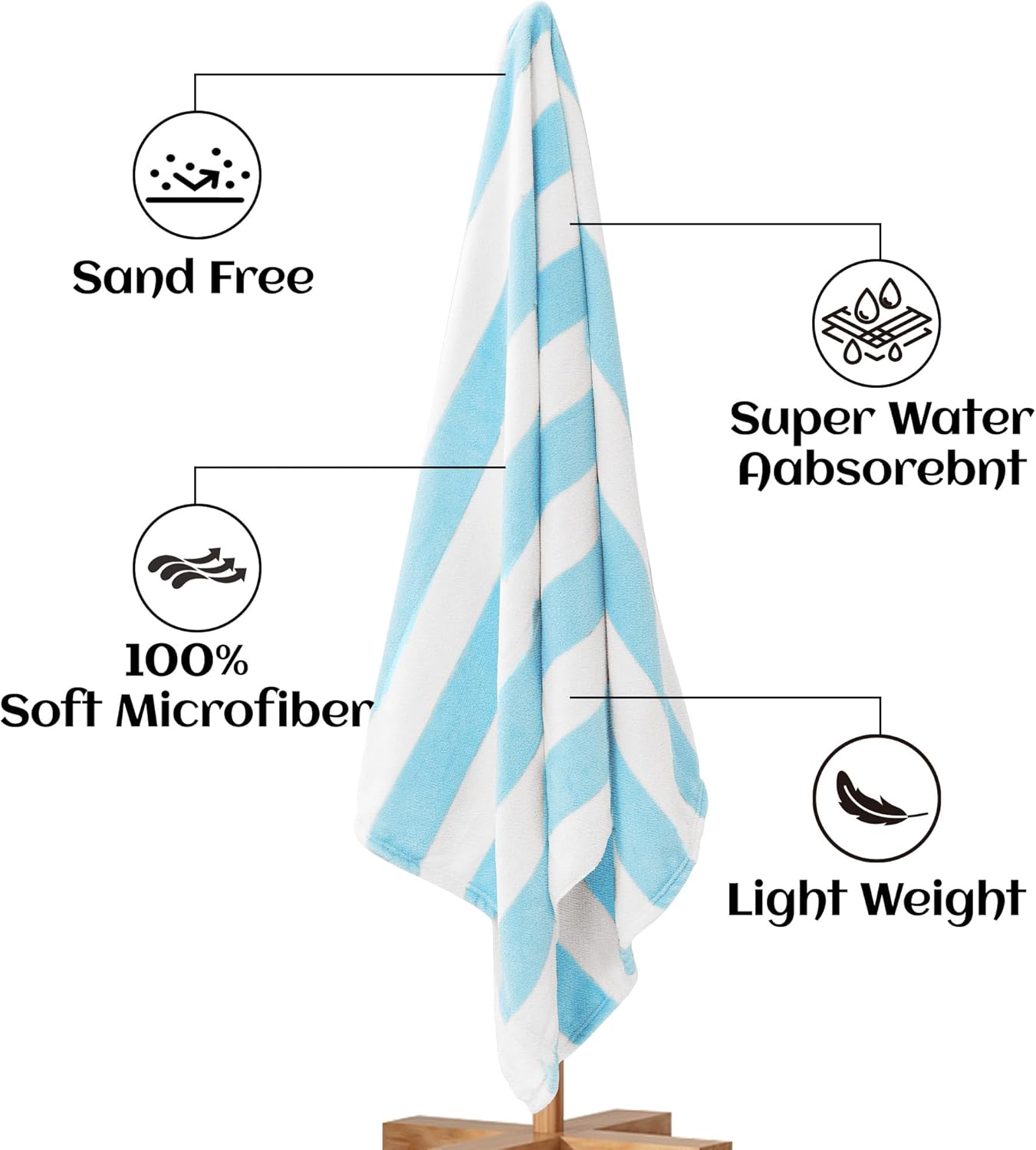 Touchat 4 Pack Cabana Stripe 250GSM Polyester Quick-Dry Beach Towel & Blanket Combo- 30'' x 60'' Compact Travel Towel for Pool, Camping, Gym, Yoga | Ultra-Portable, Multi-Functional，PinkBlue