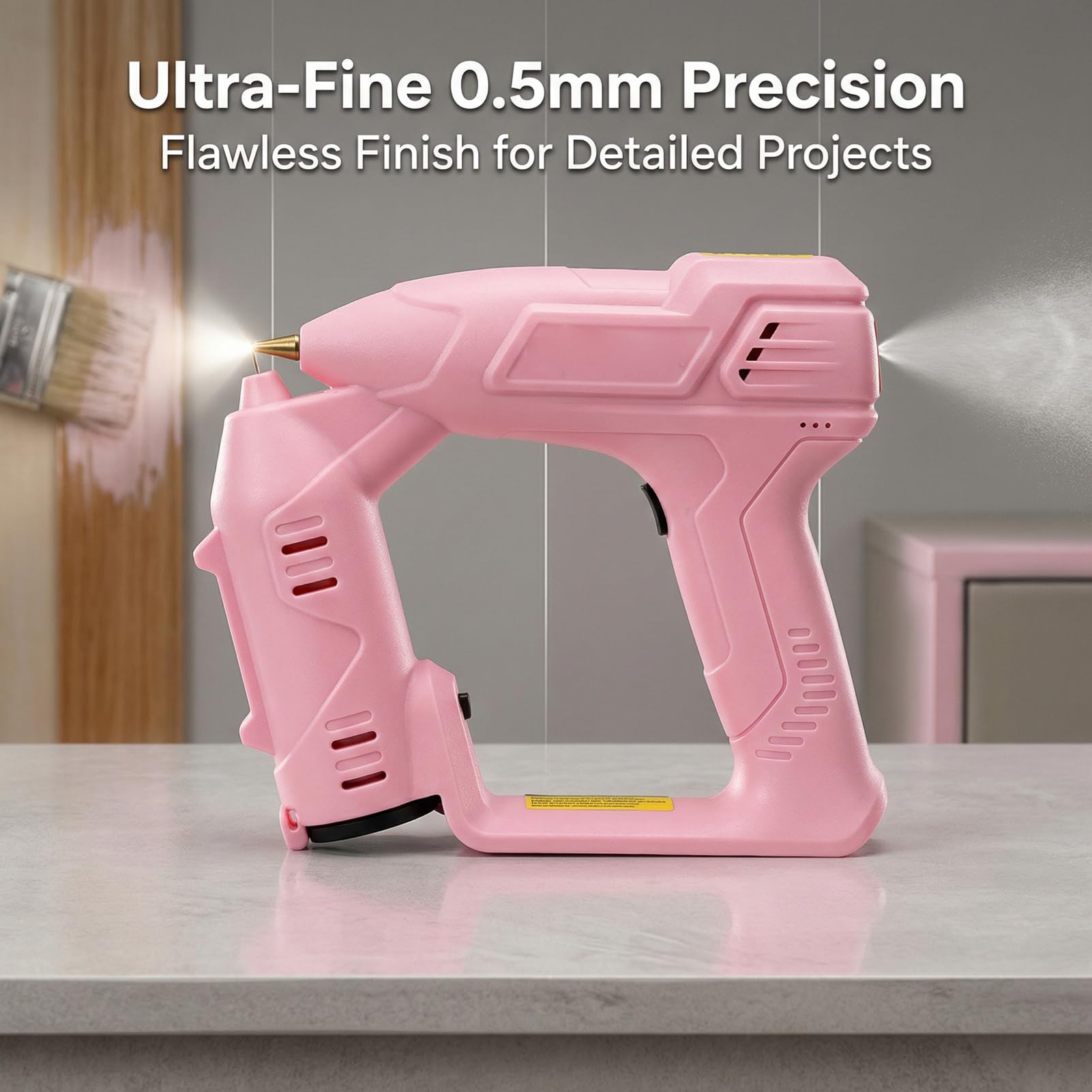Luocute Elektrische Farbspritzpistole, 3-stufig Einstellbare -Farbspritzpistole mit 0,5 Mm Präzisionssprühkopf und Reinigungsfreiem Design, für Autolackierung, Schranklackierung,