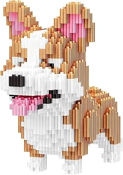 Cute Dog Building Block Set Corgi Model, Gift for Kids 8& Adults, 733 Pcs