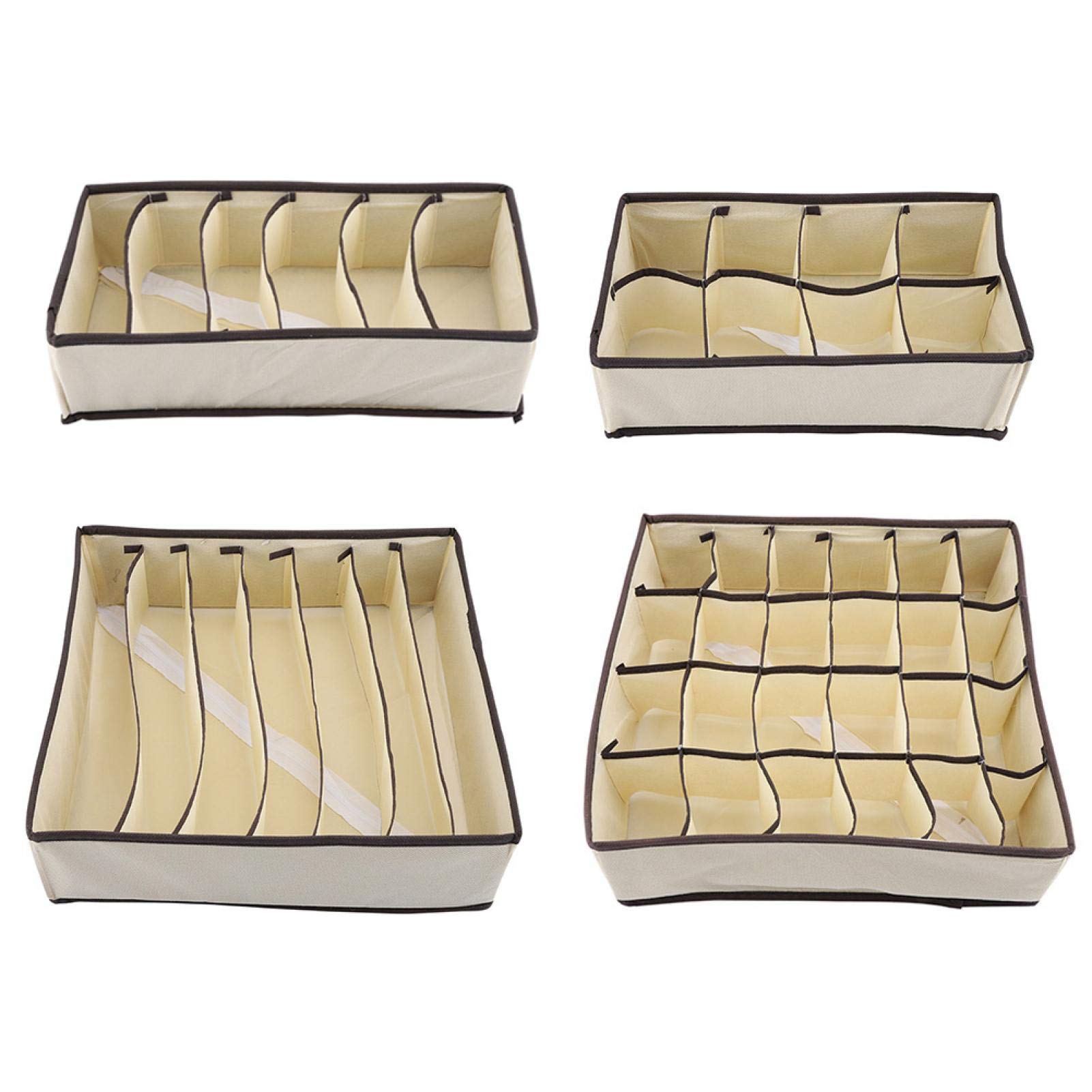 AYQEBNC Portable Storage Box, Underwear Divider Closet Organizer Storage Boxes for Bra Underwear Sock Container (Four-Piece Set)