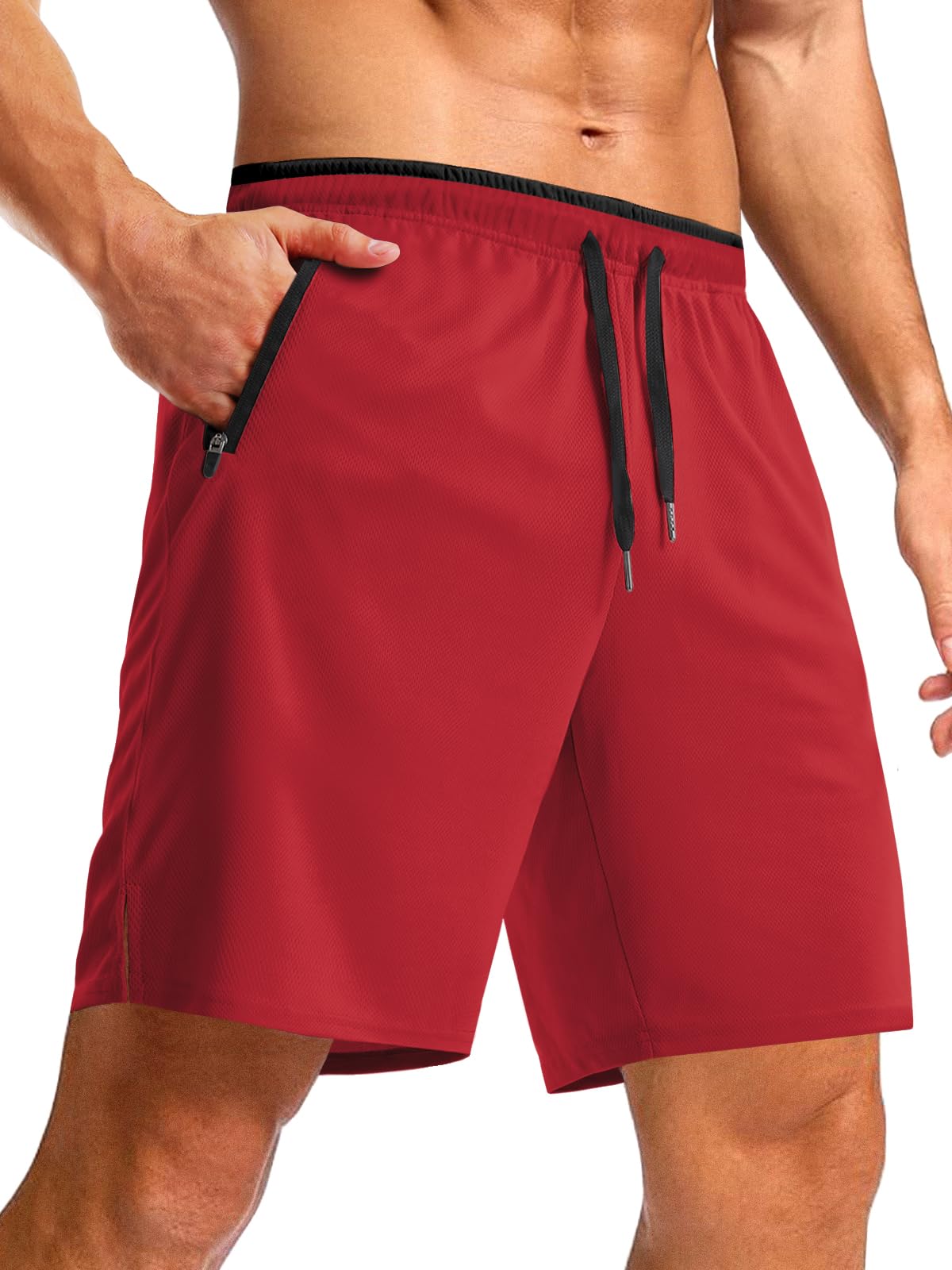 Aolesy Men's Gym Workout Shorts 5"/7"/10" Lightweight Bodybuilding Athletic Shorts Running Training with Zip Pockets