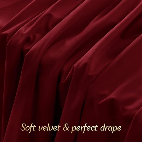 Miniatura 7 de NICETOWN Cortina y cortina de terciopelo rojo para telón de fondo de cine, decoración elegante del hogar, protege la privacidad, aísla el calor del