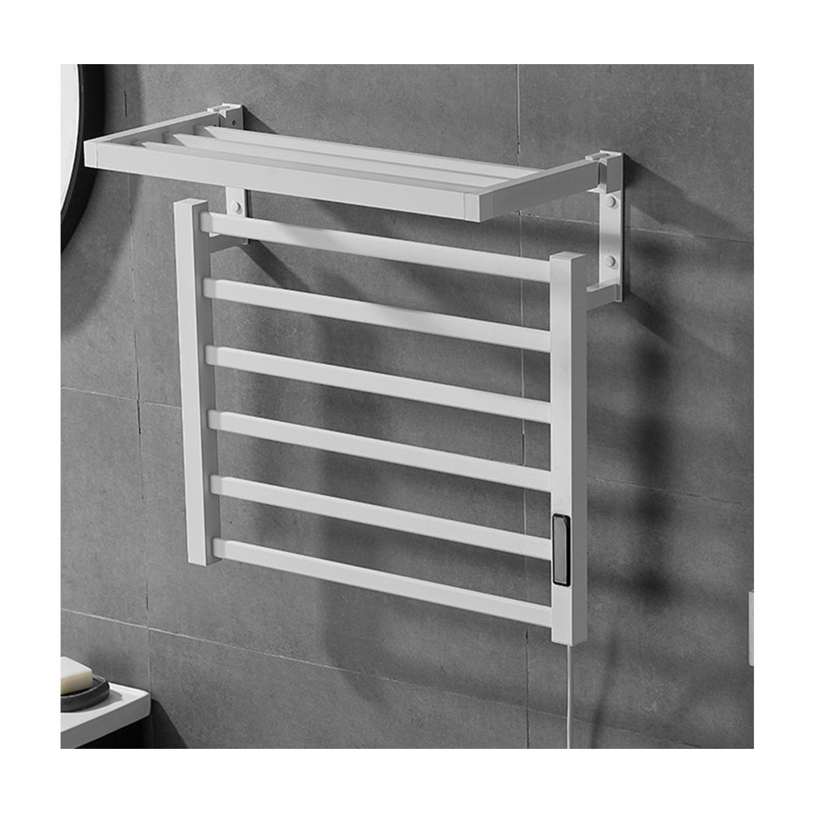 Toallero calefaccionado aluminio blanco con temporizador para baño moderno