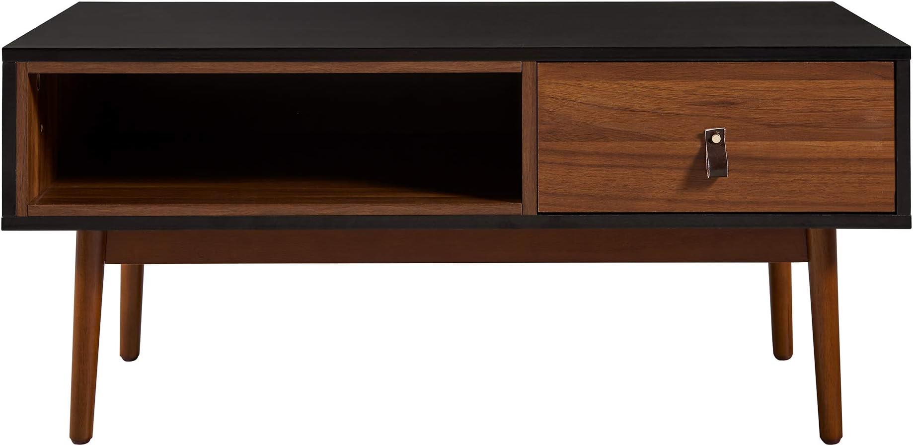 Reno Coffee Table with Storage Space-Black/Walnut, 39.62" x 21.62" x 17.75"