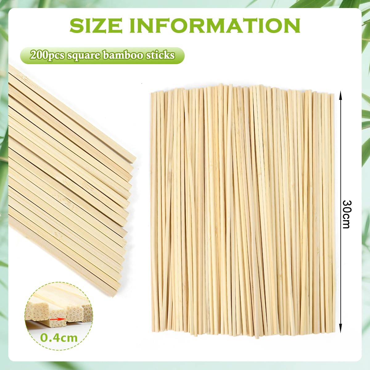 200 Stück Zuckerwatte Stäbe 30cm x 4mm Zuckerwattestäbe Eckig Bambusstäbe Stäbchen Holzstäbe Quadratisch Holzstäbchen zum Basteln für DIY Handwerk Holzarbeiten Modellbau Dekorationen