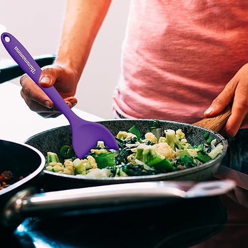 Miniatura 4 de Juego de 4 cucharas ranuradas para pasta de silicona resistente al calor, para utensilios de cocina antiadherentes, espátulas ranuradas de silicona