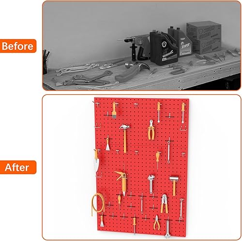 Miniatura 8 de TORACK 3 paneles de metal (12 x 24 pulgadas) para pared, garaje, herramientas, almacenamiento, sistema de tablero de clavijas para banco de trabajo,