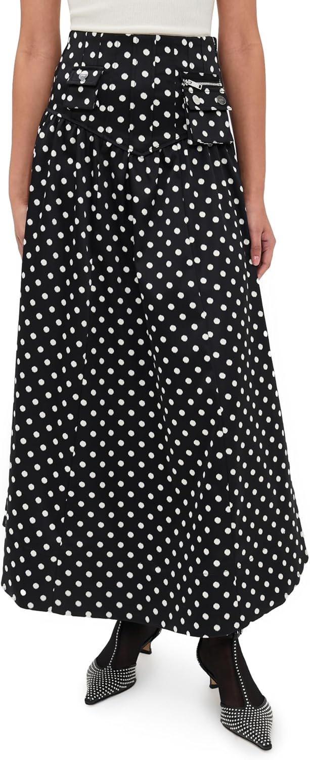 Ganni Women's Printed Double Satin Corset Skirt