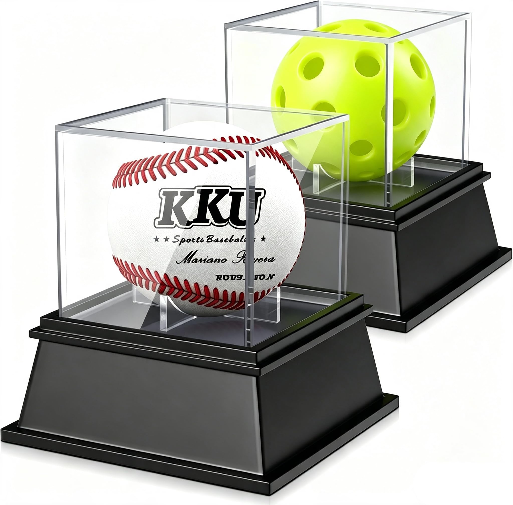 KKU Baseball Display Case 2 Pack, Baseball Holder for Ball Display Cube Box, UV Protected Acrylic Baseball Storage Official Size Box, Memorabilia Display Case for Baseball