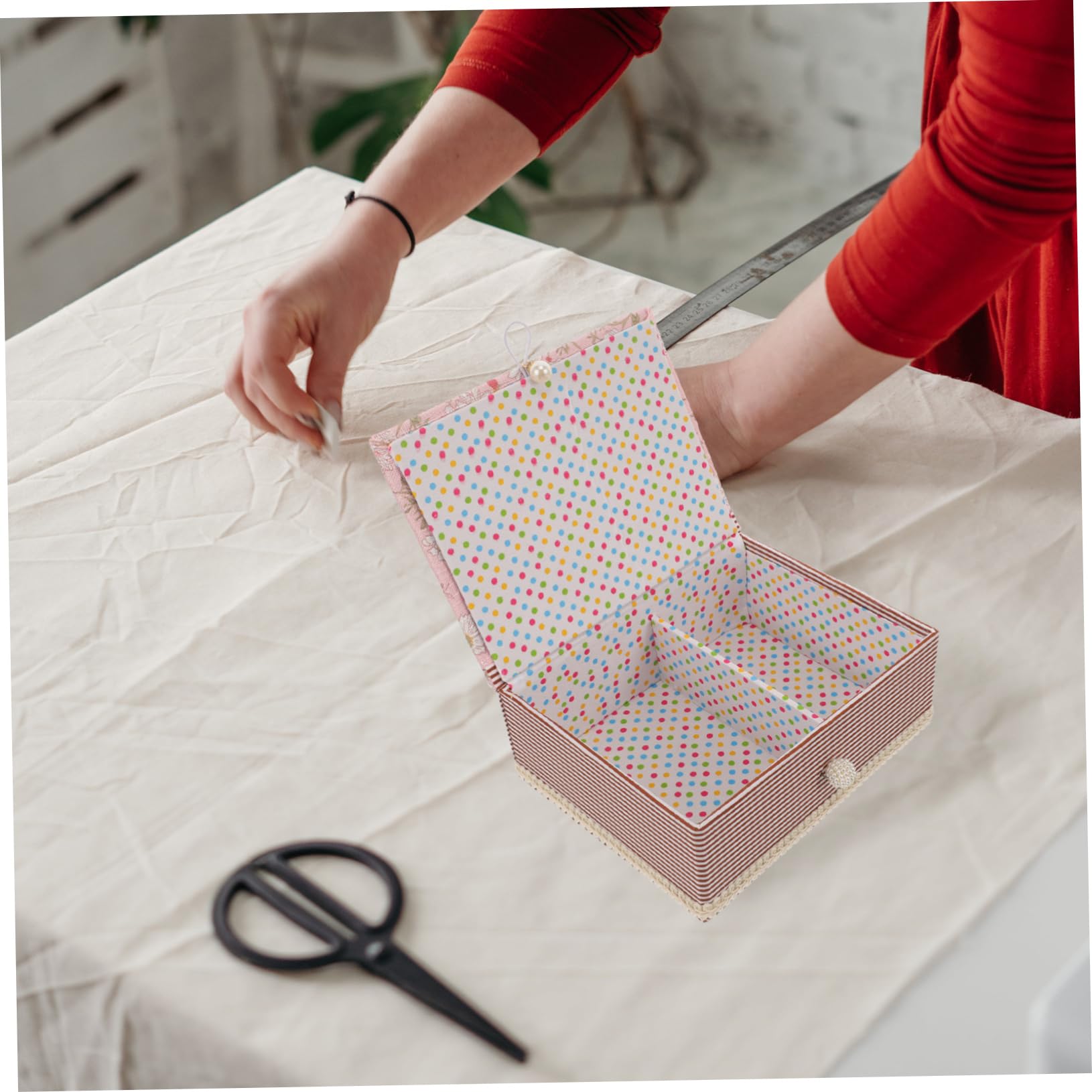 NUOBESTY 5piezas Caja De Costura Portátil Para Almacenar y Accesorios De Costura Organizador De Tela Para Doméstico y Para y Manualidades Diseño Rosa