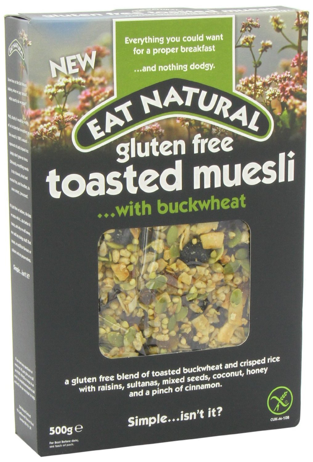 Eat Natural Gluten Free Toasted Muesli Buckwheat (500g) - Pack of 6