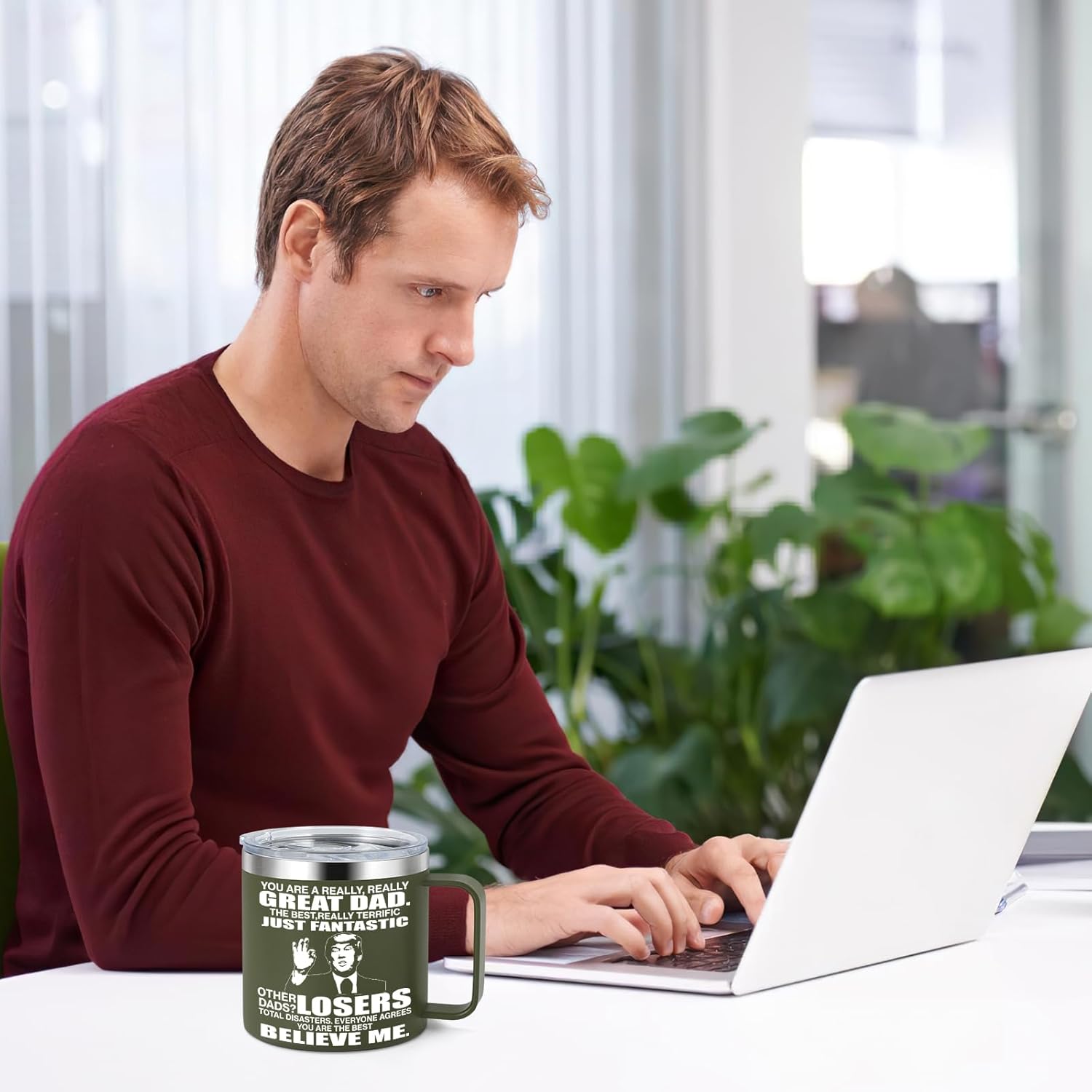 Gifts for Dad from Daughter, Son - Father’s Day, Birthday, Christmas Ideas Funny Gifts for Daddy, Papa - 14 Oz Coffee Mug (Dad Green) - Image 3