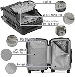 20 Inch Carry On Bagage, Valise de porte-monnaie de poche avec support téléphonique & Porte-gobelet, sac en coque dure avec double TSA Verrouillez. USB Port (Rouge)