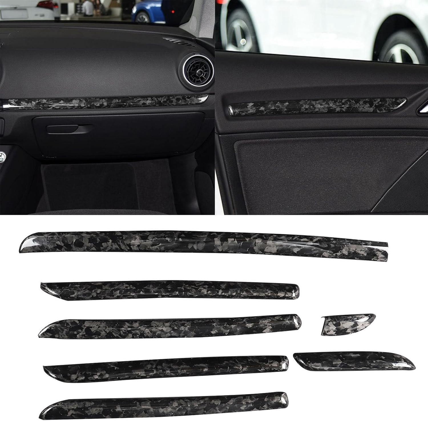 Kit Forged Carbon Fiber Inner Door Panel Trim Cover Decor fits Audi A3 S3 8V 8P 2014-2020
