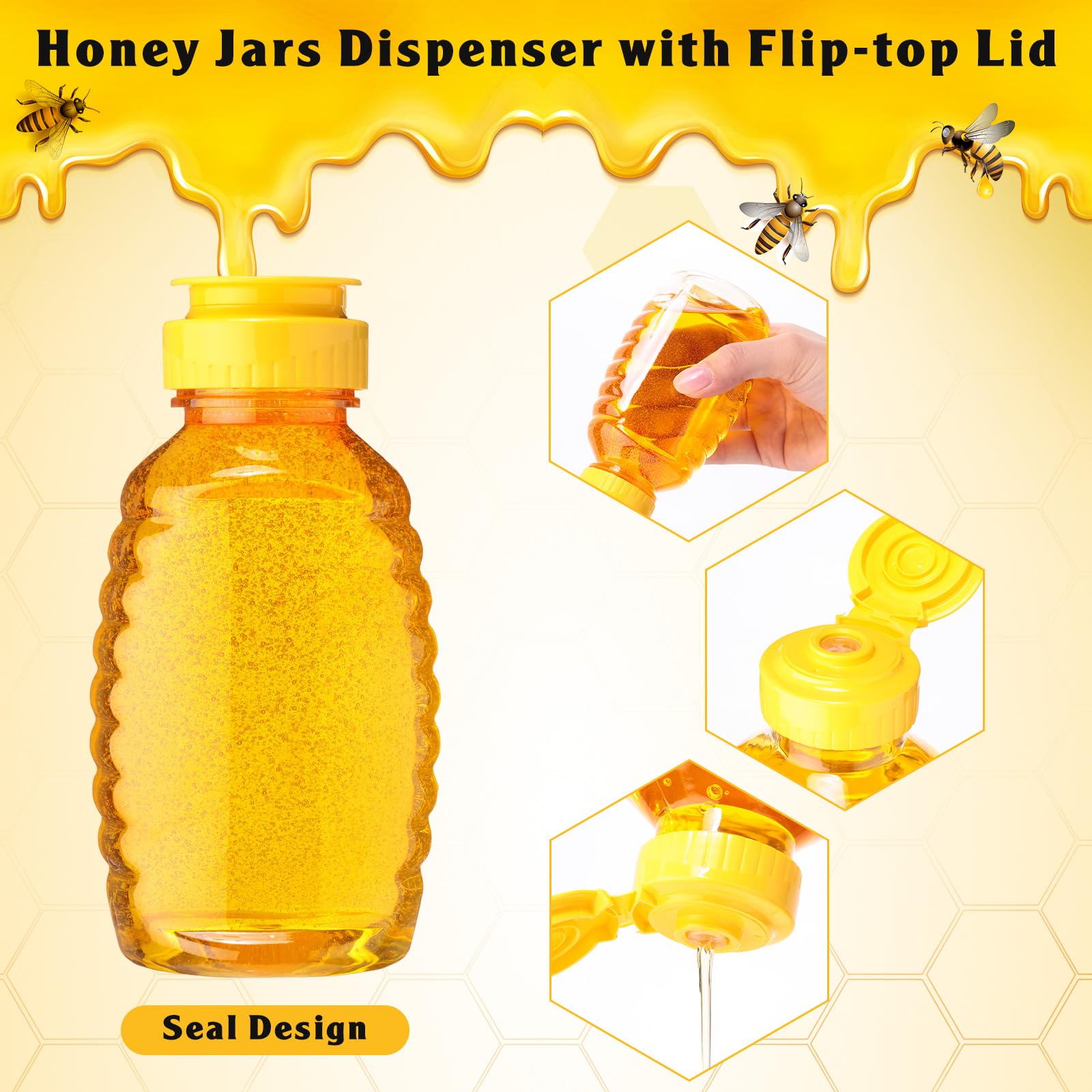 48 Pcs 12 Oz Plastic Honey Bottles Clear Jars Honey Dispenser