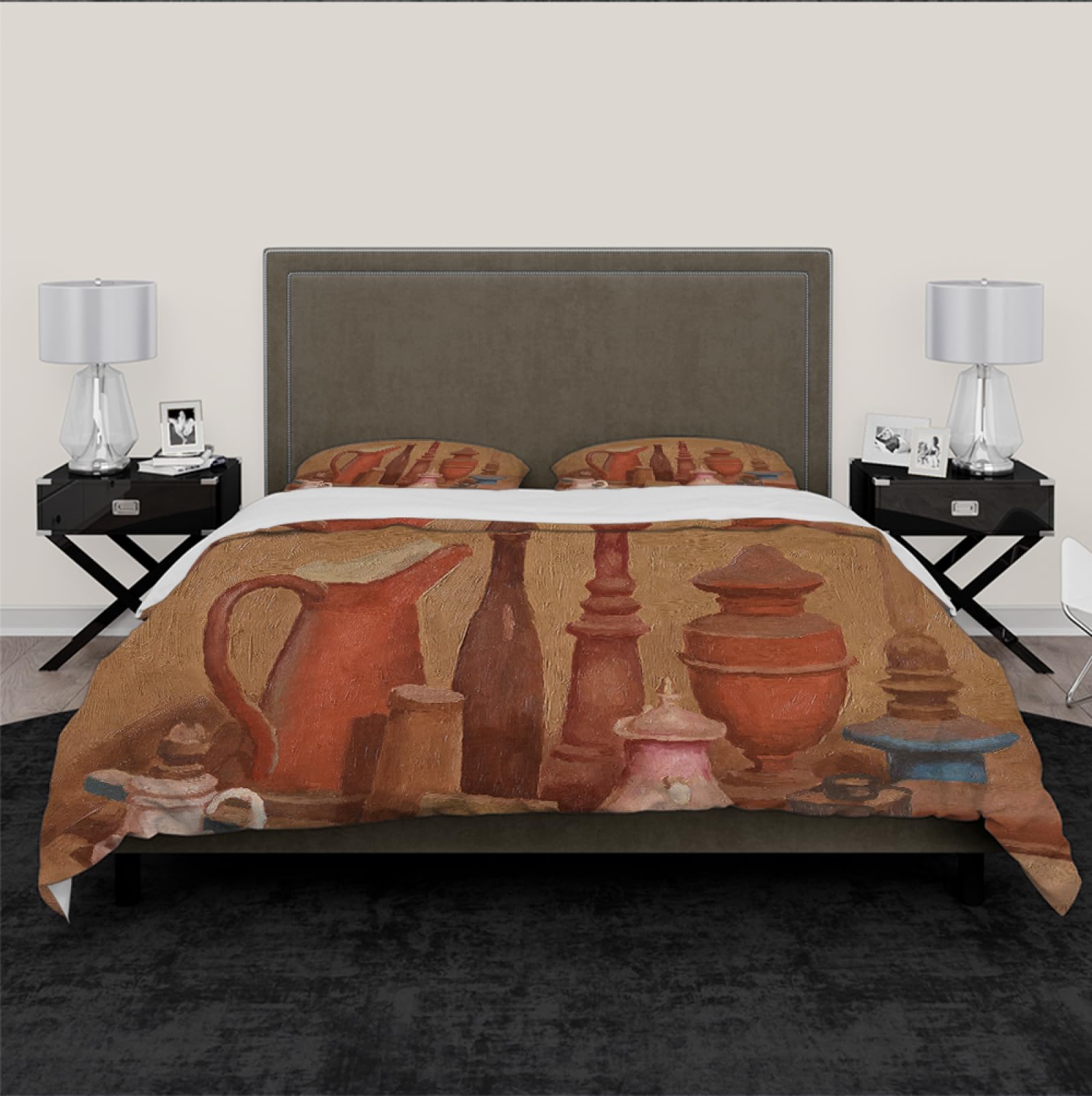 Morandi komplet pościeli w stylu retro, sztuka estetyczna, klasyczna i komfortowa, poszewka na kołdrę klasy premium, 2 poszewki na poduszkę 220 x 240 cm
