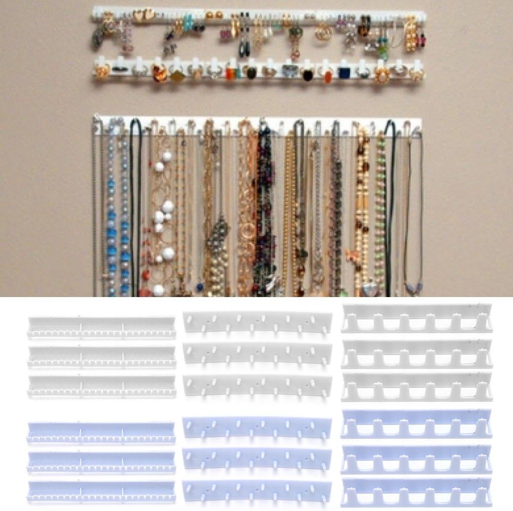 White Necklace Jewelry Holder Self Adhesive Wall Mounted Hooks Hanging Display Organiser Necklaces Bracelet Holder, as the picture shows, Black