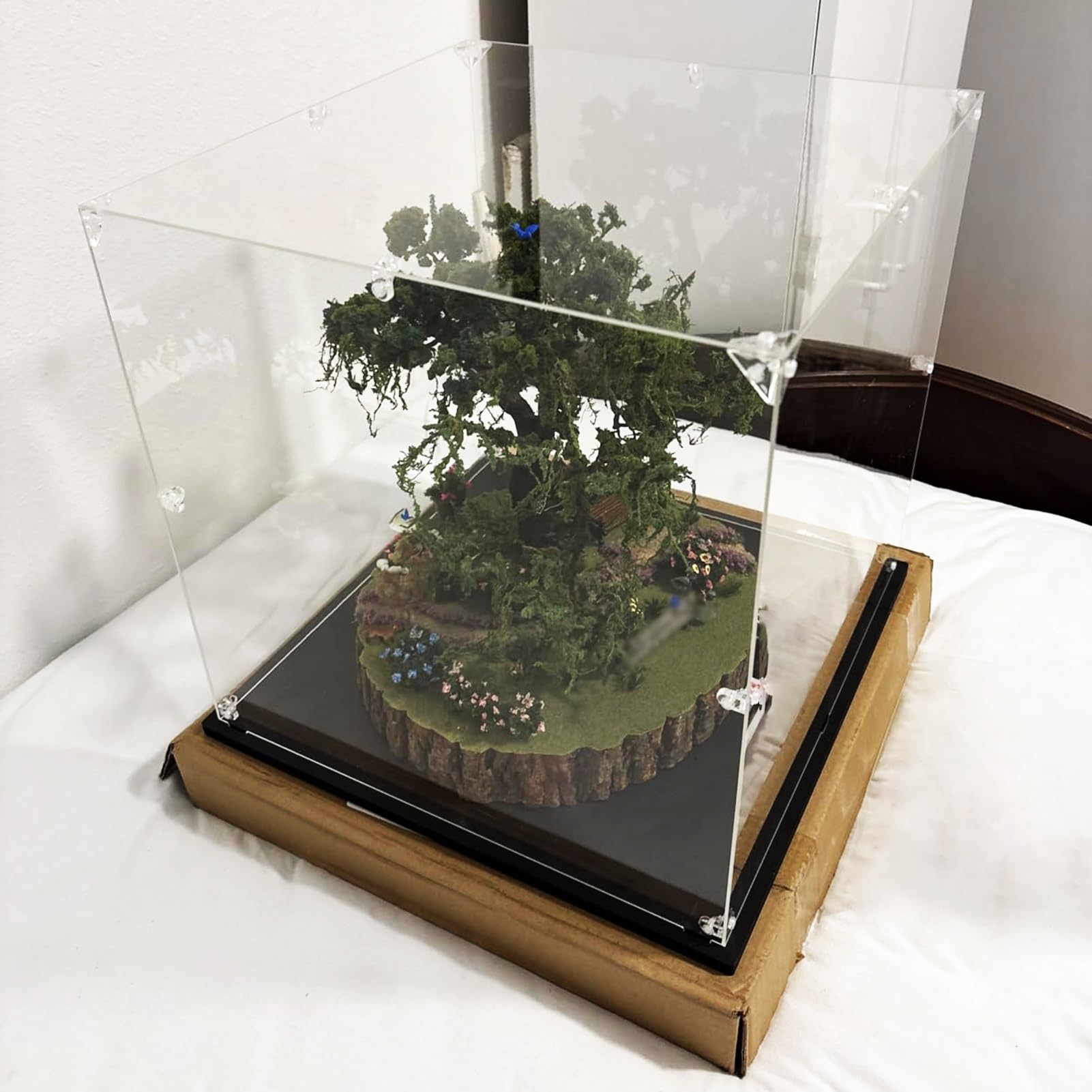 Acryl Vitrine Transparente Box mit Stabilem Schnappverschluss, Stapelbare Acryl-Vitrine für Sammlerstücke, Thekenvitrine für Statuen, Miniaturen, Bücher(25x10xH25cm/10x4x10in)