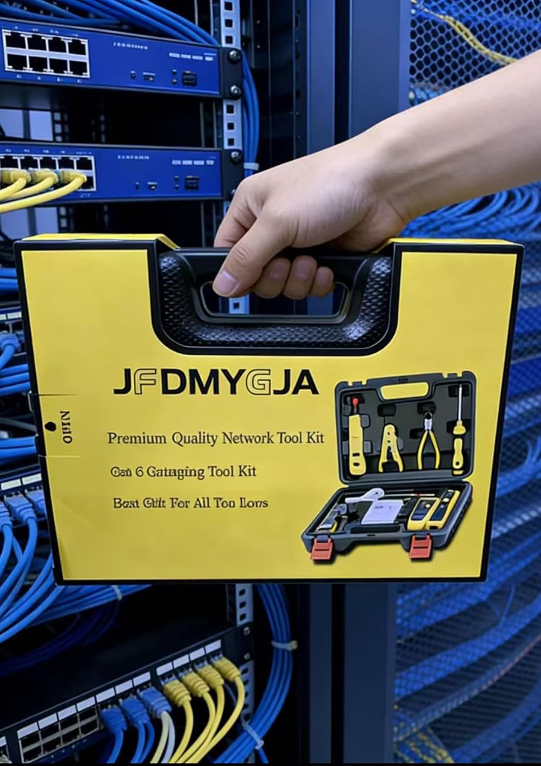 Network Tool Kit for Cat6 Cat5e Cat5, Pass Through RJ45 Crimp Tool Kit, Ethernet Crimper Cat6 Cat5e Cat5 Crimping Tool with Wire Tracker, Pass Through Connectors