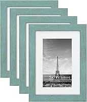 Vista 10 de Juego de collage de marcos de fotos de granja de 5 x 7, cepillo de alambre rústico negro texturizado, borde de madera texturizada, vidrio plexiglí