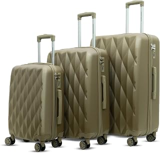 AMERICAN TRAVELLER TourisDiamon Trolley Bag Set of 3 | Durable ABS Hard Shell Luggage | TSA-Type Lock | 8 Dual Spinner Whe... Price In India