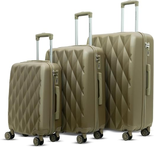 AMERICAN TRAVELLER TourisDiamon Trolley Bag Set of 3 | Durable ABS Hard Shell Luggage | TSA-Type Lock | 8 Dual Spinner Whe...