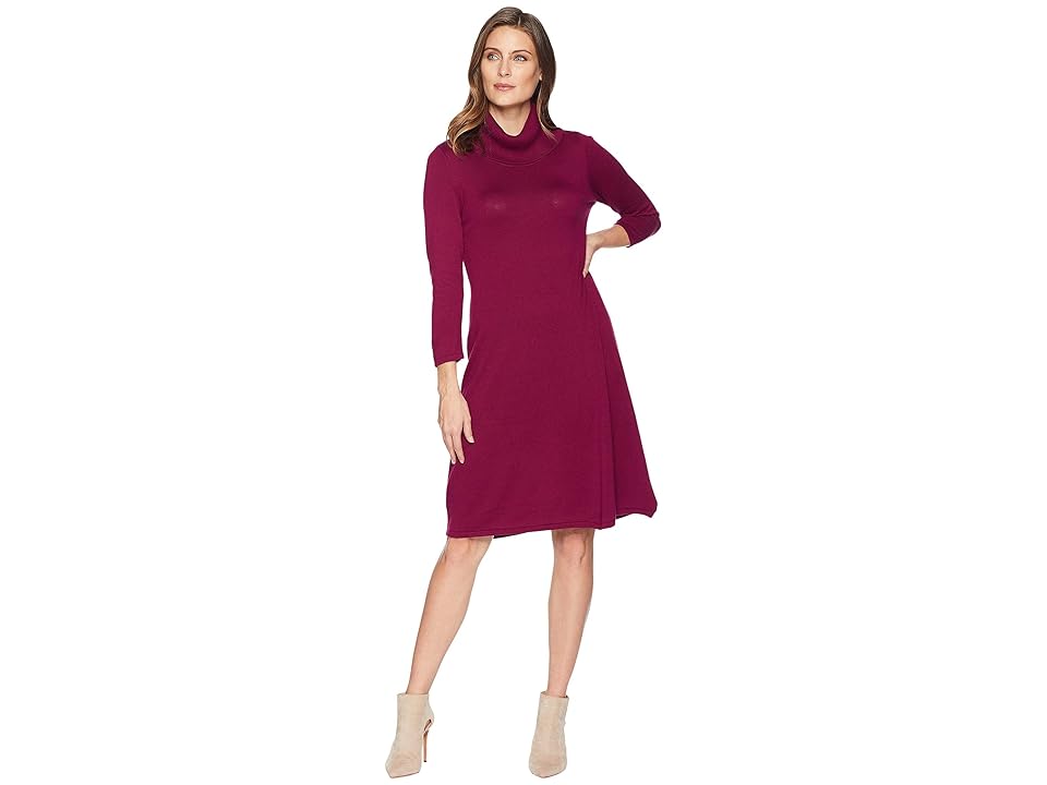 

Nine West Cowl Neck Fit Flare Knit Dress (Plum) Women's Dress