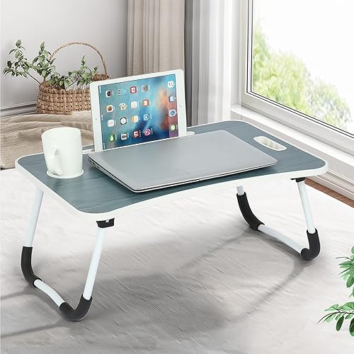 Miniatura 4 de Escritorio de regazo para laptop para cama mesa de cama plegable portátil para escribir y leer bandeja plegable para comer desayuno soporte de