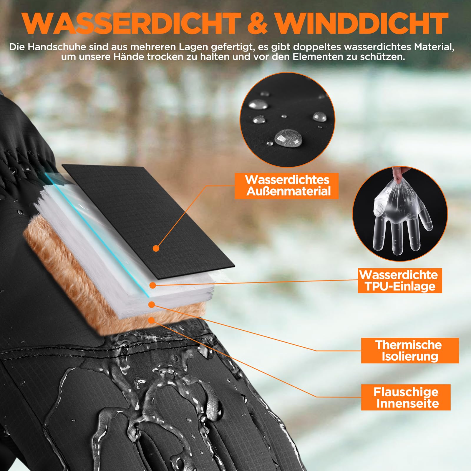 rivmount Gants d'hiver pour Hommes Femmes,Gants Thermiques,Gants de vélo étanches,Gants étanches au Vent à écran Tactile,Gants de Ski Chauds pour la Course,Le Ski,la randonnée,Le vélo,la Moto RG802