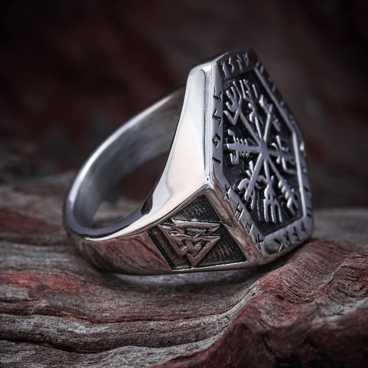 BAVIPOWER Vegvisir The Viking Runic Compass Ring with Celtic Knot 316L Stainless Steel Norse Scandinavian Viking Jewelry - Image 3