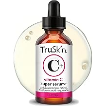 TruSkin Vitamin C 面部超级精华液 &ndash; 一体式抗衰老精华液,含有维生素 C、视黄醇、烟酰胺、透明质酸和角鲨烷 &ndash; 改善黑斑外观、紧致度和质地,1 Fl 盎司