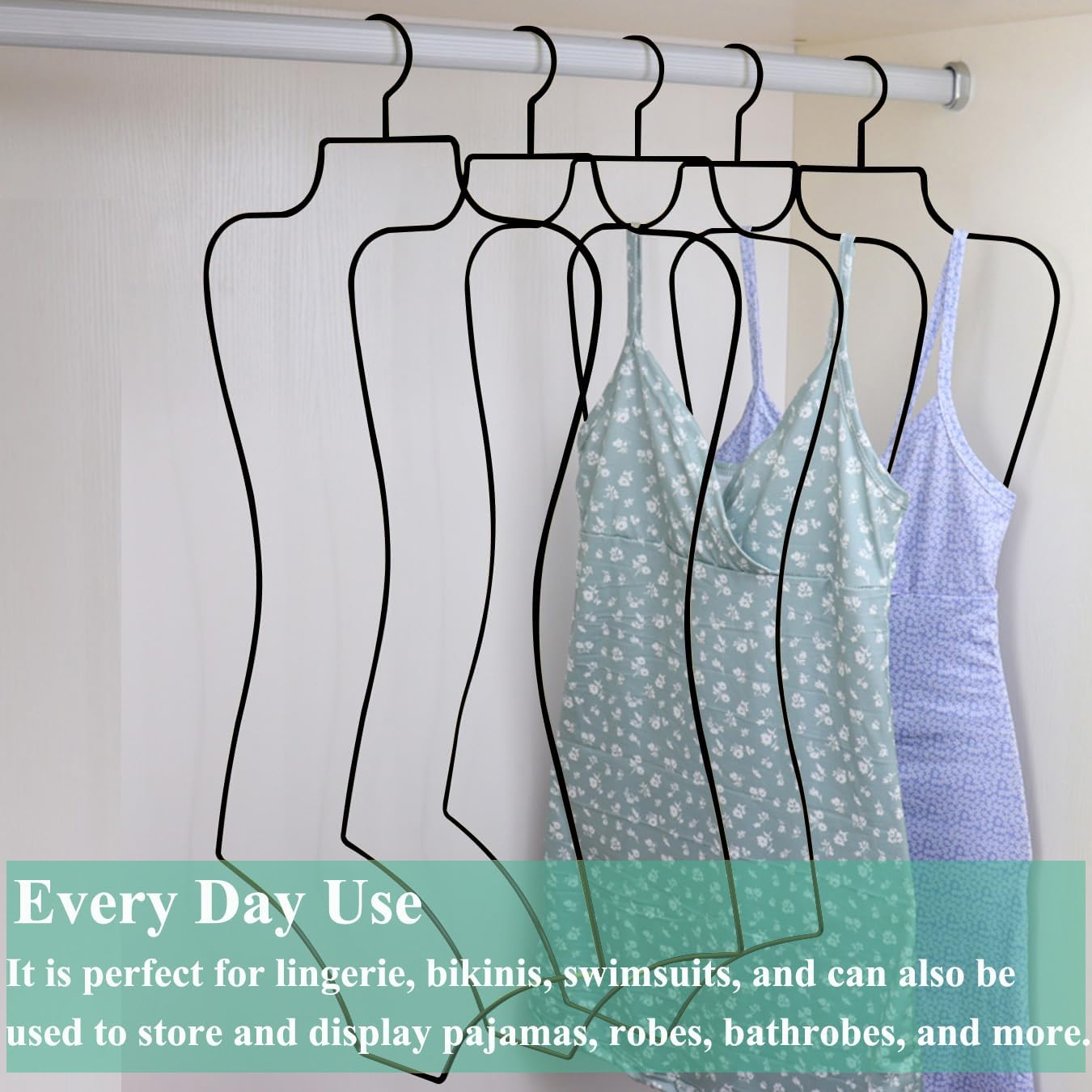 Black Body Shape Display Lingerie Hangers 15 Pack, Sturdy Metal Wire Bikini Swimsuit Hanger for Bra Swimwear Bathing Suit, Mannequin Hanging Rack for Women's Boutique Clothes Coat (Large Size)