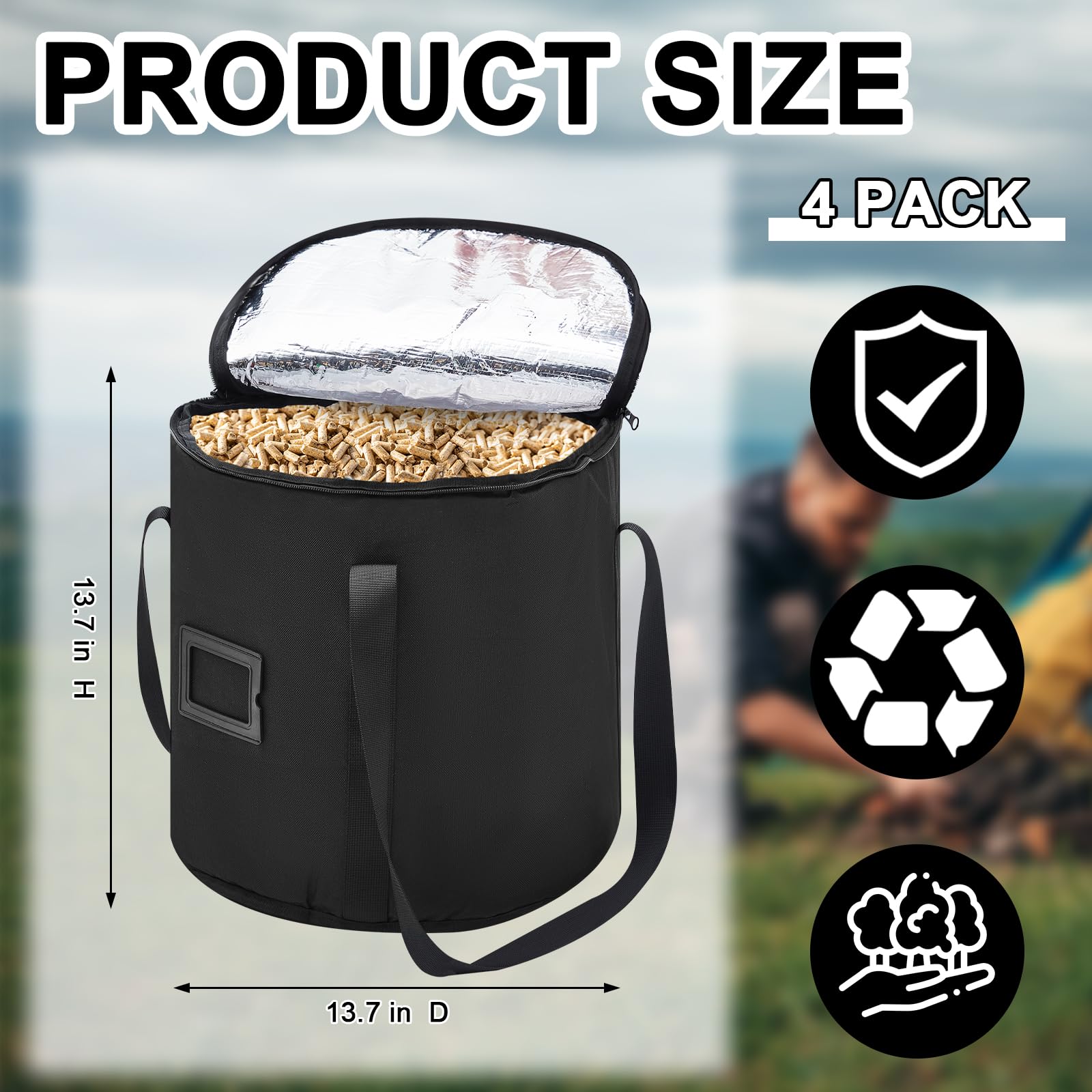 2 Stück Pellet-Aufbewahrungsbeutel | Wasserdicht | 41x32x26 Cm | Für Grillpellets & Holzkohle | Outdoor