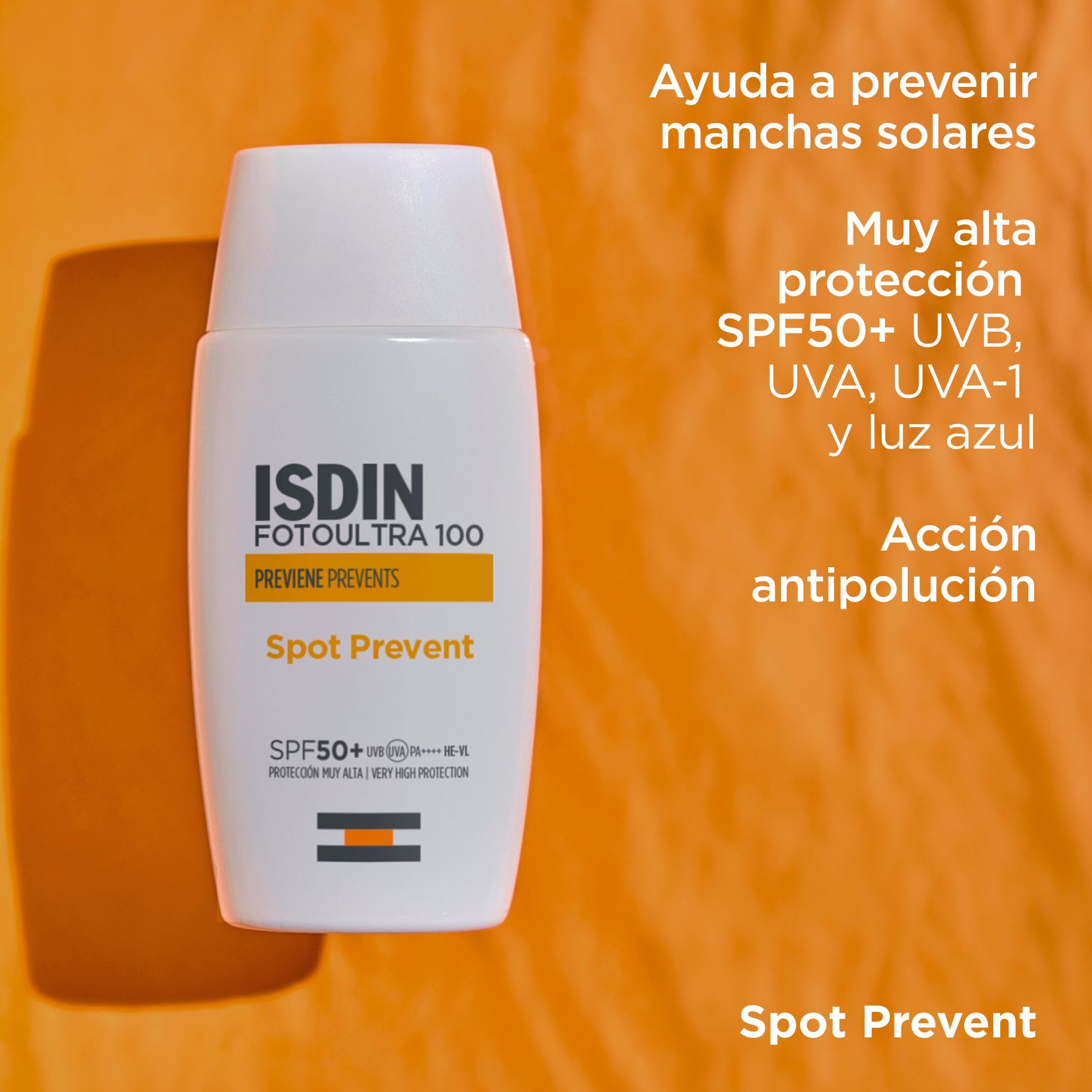 ISDIN Fotoultra 100 Fotoultra Spot Prevent SPF 50+ Protector Solar Facial Que Ayuda A Prevenir Manchas Solares Con Alta Protección UVB/UVA, Crema Solar Que Protege, Previene Y Unifica El Tono -50 ml