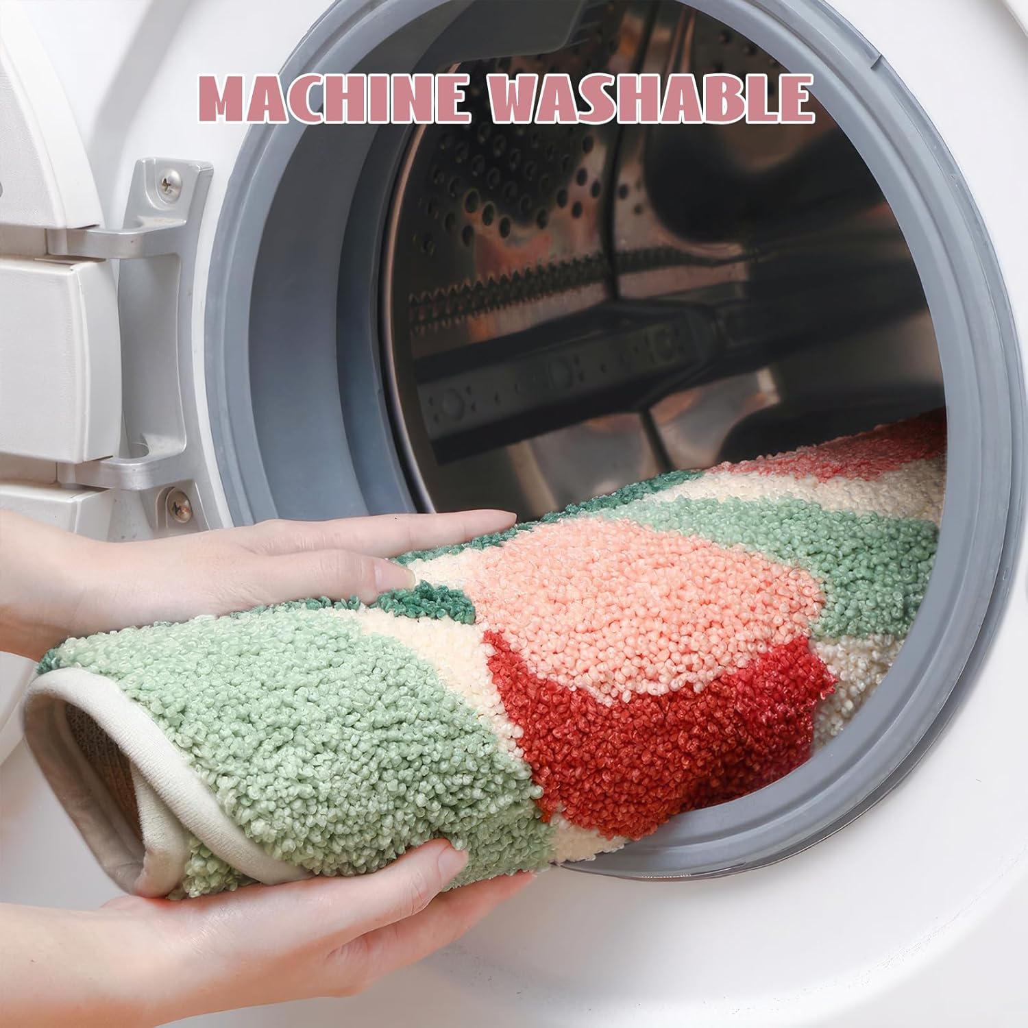 Cloud-Shaped Tulip Bath Mat, Soft Non-Slip Fluffy Fresh Flowers Bathroom Rug, Ultra Absorbent Microfiber Shaggy Doormat, Machine Washable Floral Bath Rug for Bathroom Bedroom 20x31 Inch (Tulip)